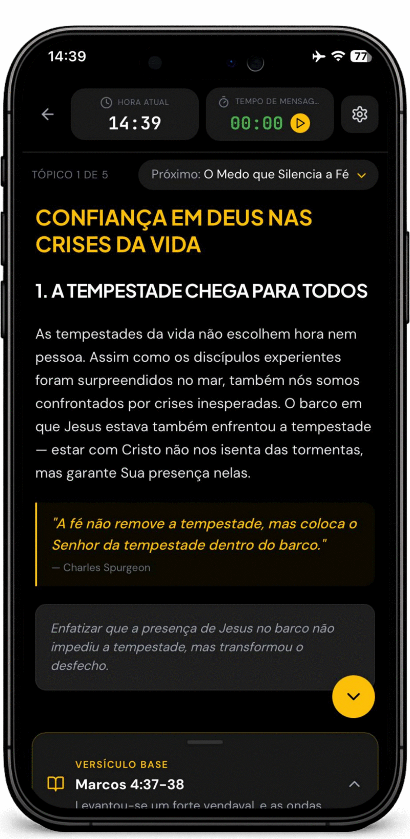 Modo pregação em tempo real no IDE APP